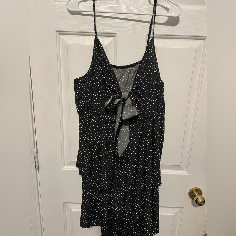 SHEIN 2x black and white polka dot dress with chest cut out detail cute!